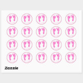 Cute roze Baby Voetafdrukken zijn een meisje Baby  Ronde Sticker (Vel)