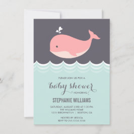 Cute roze Baby Whale Baby Shower-uitvindingen Kaart