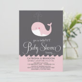 Cute roze Baby Whale Baby Shower-uitvindingen Kaart (Staand voorkant)