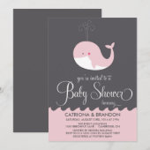 Cute roze Baby Whale Baby Shower-uitvindingen Kaart (Voorkant / Achterkant)