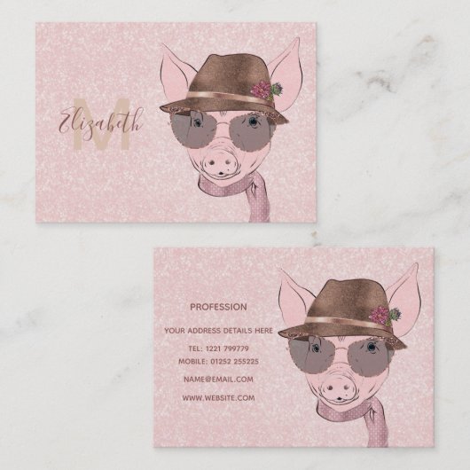 Cute roze babyvarken grappig design visitekaartje (Voorkant / Achterkant)