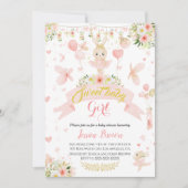 Cute roze ballerina babyshower uitnodiging (Voorkant)