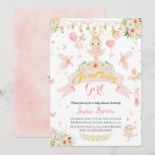 Cute roze ballerina babyshower uitnodiging (Voorkant / Achterkant)