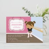 Cute roze ballerina girl Uitnodiging (Staand voorkant)