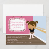 Cute roze ballerina girl Uitnodiging (Voorkant / Achterkant)