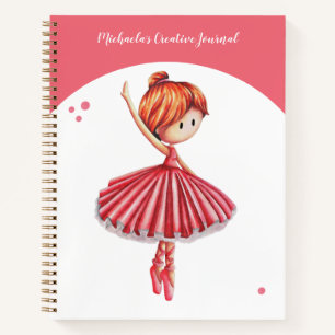 Cute Roze Ballerina Meisjesachtig  Notitieboek