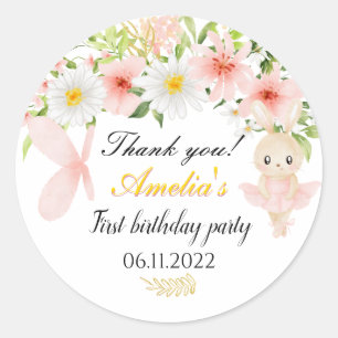 Cute roze Ballerina verjaardagsfeest stickers