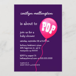 Cute Roze Ballon Meisje Baby Shower A03 Kaart