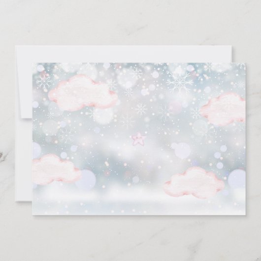 Cute Roze Ballonnen Beer Winter Baby Foto Bedankkaart (Achterkant)