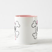 Cute roze Baseball Skull en Crossbones Tweekleurige Koffiemok (Center)