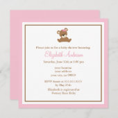 Cute roze Beer Baby shower Kaart (Voorkant / Achterkant)