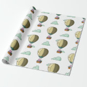 Cute roze Beer in Hot Air Ballon Illustrated Gift Cadeaupapier (Uitgerold)