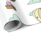 Cute roze Beer in Hot Air Ballon Illustrated Gift Cadeaupapier (Rol Hoek)