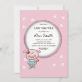 Cute Roze Biggetje Baby Shower Uitnodiging (Voorkant)