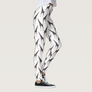 Cute roze & Black Giraffe Animal White Design Leggings