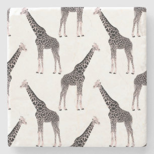 Cute roze & Black Giraffe Animal White Design Stenen Onderzetter