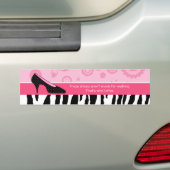 Cute roze Black Shoes Trendy Zebra Print met naam Bumpersticker (Op auto)