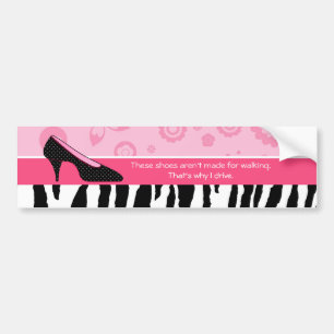 Cute roze Black Shoes Trendy Zebra Print met naam Bumpersticker