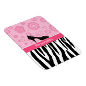 Cute roze Black Shoes Trendy Zebra Print met naam Magneet (Rechterzijde)