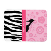 Cute roze Black Shoes Trendy Zebra Print met naam Magneet (Horizontaal)