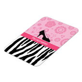 Cute roze Black Shoes Trendy Zebra Print met naam Magneet (Linkerzijde)