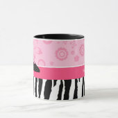 Cute roze Black Shoes Trendy Zebra Print met naam Mok (Midden)