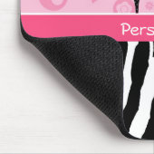 Cute roze Black Shoes Trendy Zebra Print met naam Muismat (Hoek)