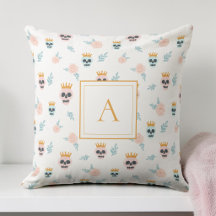 Cute Roze Blauwe Schedel Patroon Monogram Hallowee