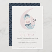 Cute Roze Blauwe Zeemeermin 6e Verjaardagsuitnodig Bedankkaart (Voorkant / Achterkant)