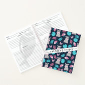 Cute roze Blauwgroen Hippo Floral Butterfly Lily P Notitieboek (Binnen)