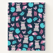Cute roze Blauwgroen Hippo Floral Butterfly Lily P Notitieboek (Achterkant)