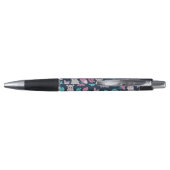 Cute roze Blauwgroen Hippo Floral Butterfly Lily P Pen (Achterkant)