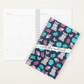 Cute roze Blauwgroen Hippo Floral Butterfly Lily P Planner (Display)