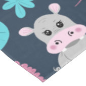Cute roze Blauwgroen Hippo Floral Butterfly Lily P Tafelkleed (Gekanteld)