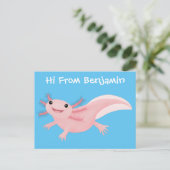 Cute roze blij axolotl briefkaart (Staand voorkant)