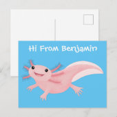 Cute roze blij axolotl briefkaart (Voorkant / Achterkant)