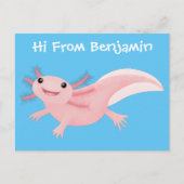 Cute roze blij axolotl briefkaart (Voorkant)