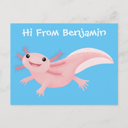 Cute roze blij axolotl briefkaart (Voorkant)