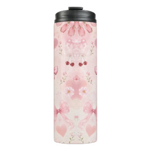 Cute Roze Bloem Boog Thermische Tumbler Thermosbeker