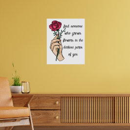 Cute roze bloem en aangepaste Love quote Poster