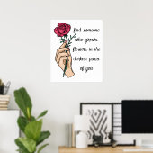  Cute roze bloem en aangepaste Love quote Poster (Thuiskantoor)