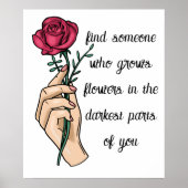  Cute roze bloem en aangepaste Love quote Poster (Voorkant)