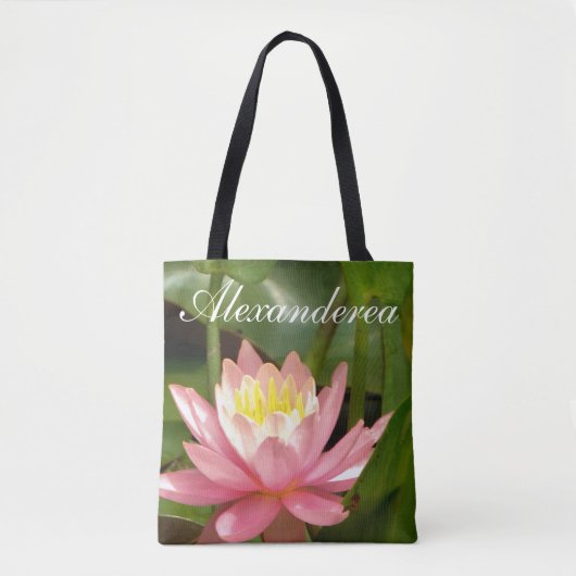 Cute roze bloem gepersonaliseerd met de naam Bride Tote Bag (Voorkant)