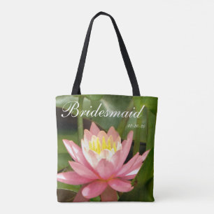 Cute roze bloem gepersonaliseerd met de naam Bride Tote Bag