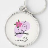 Cute Roze Bloem Meisje Cadeau– Sleutelhanger (Voorkant)