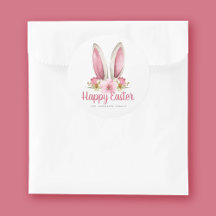 Cute Roze Bloemenoortjes Happy Pasen