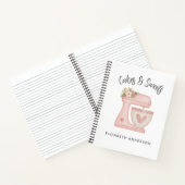 Cute Roze Bloemige Bakkerij Cake Mixer Notitieboek (Binnen)