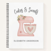 Cute Roze Bloemige Bakkerij Cake Mixer Notitieboek (Voorkant)