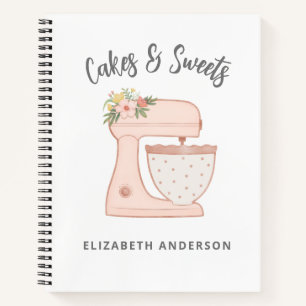 Cute Roze Bloemige Bakkerij Cake Mixer Notitieboek