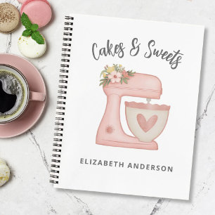 Cute Roze Bloemige Bakkerij Cake Mixer Notitieboek
